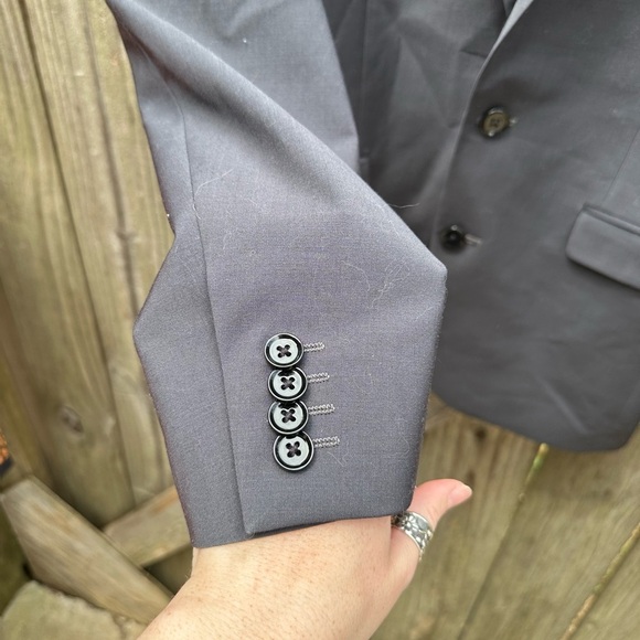 Express Men’s Solid Charcoal Grey Extra Slim Button Sport Coat Blazer - Picture 4 of 6